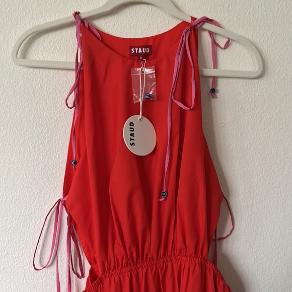 NWT STAUD Minerva Dress in Red/Pink Women’s Size Medium - Picture 10 of 13